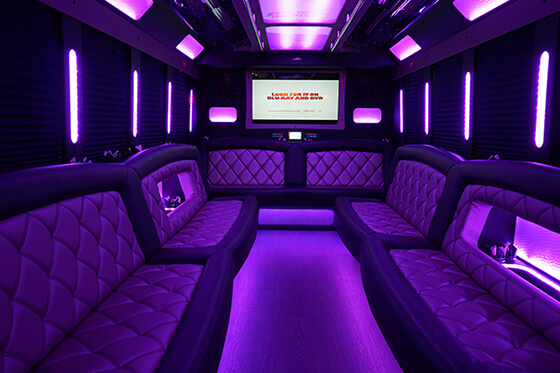 colorful party bus lounge